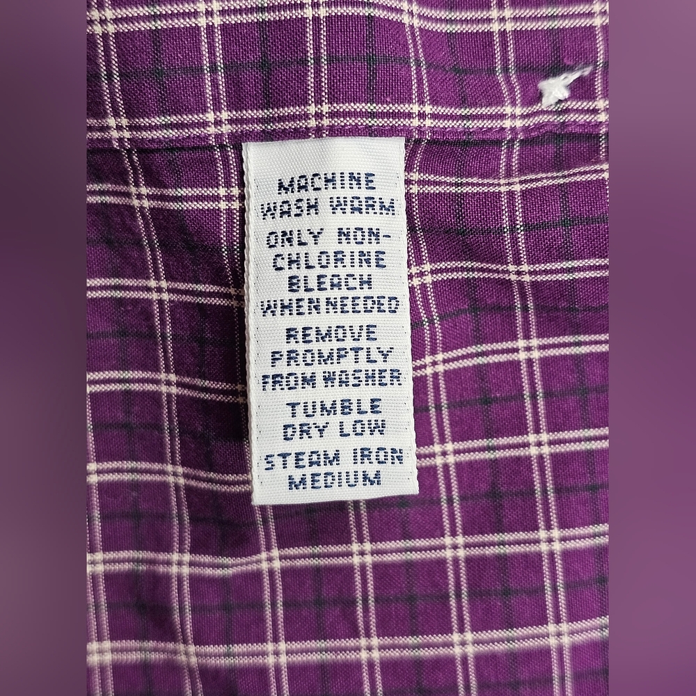 Polo by Ralph‎ Lauren Men's 2XL Big Purple Checkered Button Up Dress Shirt - Picture 8 of 8